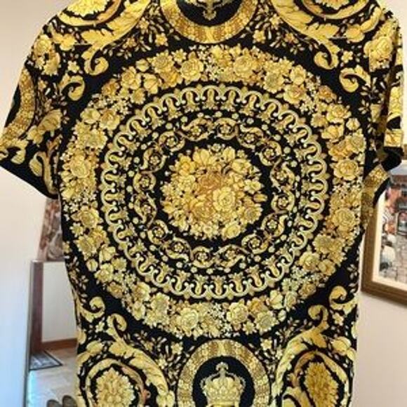 Men's Versace barocco print organic cotton T-shirt size small made in Italy - Picture 2 of 6